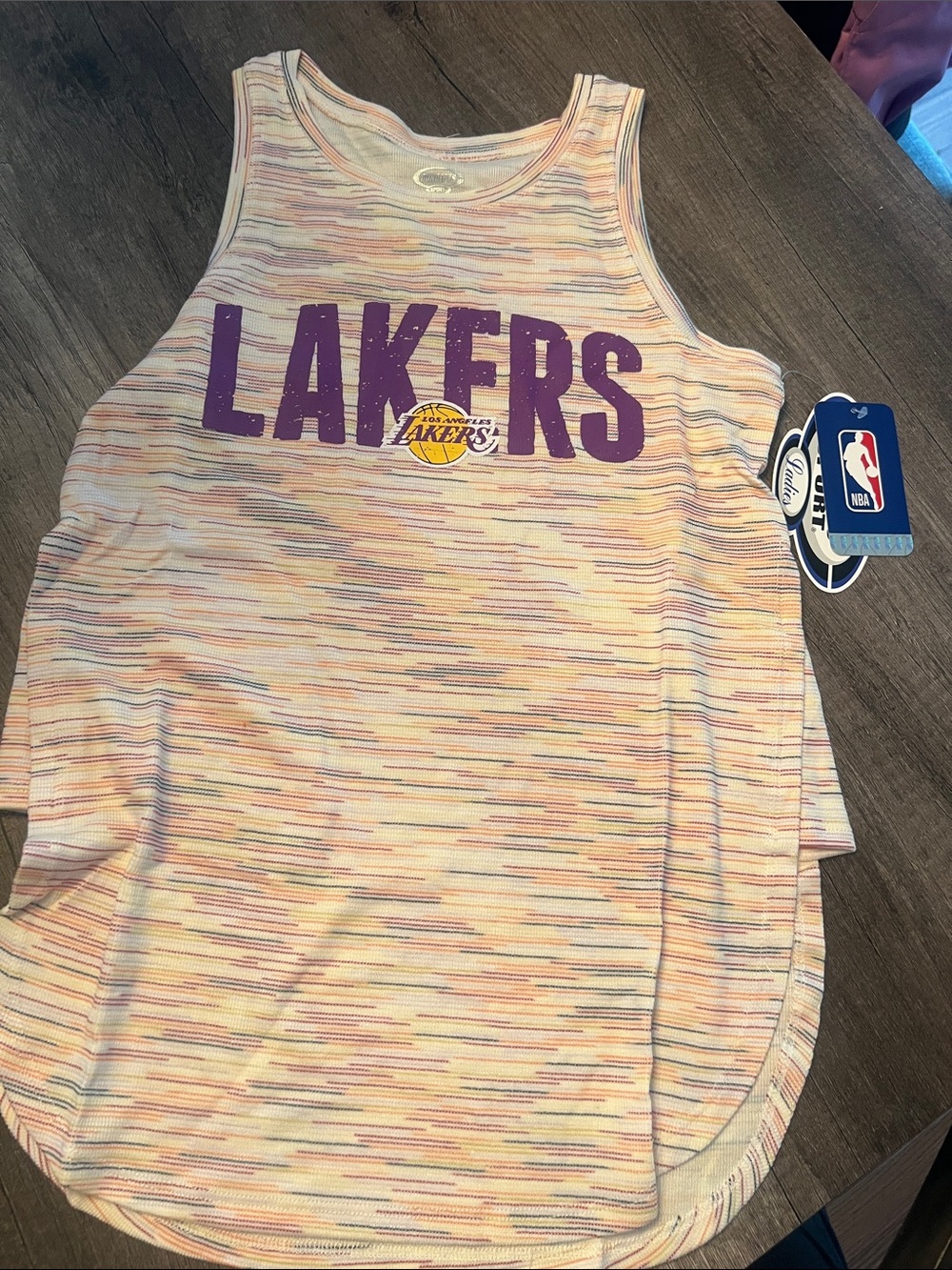 NBA Lakers Striped Tank Top - Purple & Yellow Logo